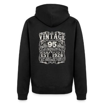 né en 1928 - 95 ans - Veste à capuche bio Premium Unisexe - noir - Dos - Nico (187cm)