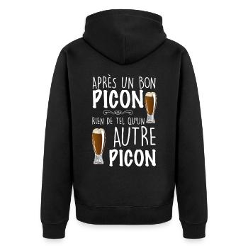 Apres un bon picon humour Bière Apéro - Veste à capuche bio Premium Unisexe - noir - Dos - Nico (187cm)