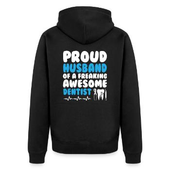 My Husband Dentist - Unisex Premium Organic Zip Hoodie - black - Back - Nico (187cm)
