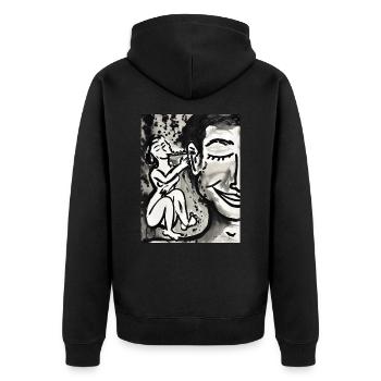 The Secret - Unisex Premium Organic Zip Hoodie - black - Back - Nico (187cm)