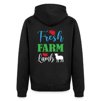 Agneau fermier frais - Veste à capuche bio Premium Unisexe - noir - Dos - Nico (187cm)