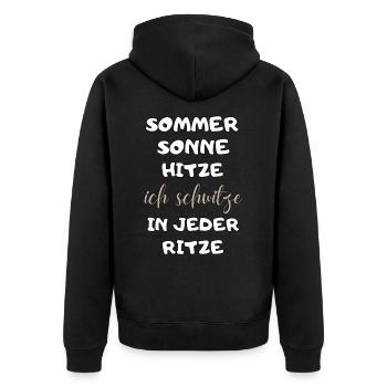 Sommer Sonne Hitze ich schwitze in jeder Ritze neu - Unisex Premium Bio Zip Hoodie - Schwarz - Hinten - Nico (187cm)