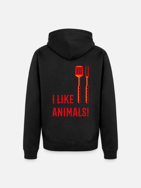 I Like Animals! (Grillbesteck / 3C) - Unisex Premium Bio Zip Hoodie - Schwarz