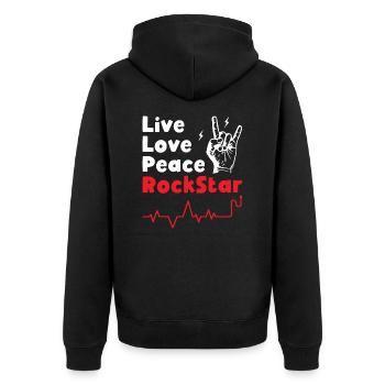 Vivre Amour Paix Rockstars - Veste à capuche bio Premium Unisexe - noir - Dos - Nico (187cm)