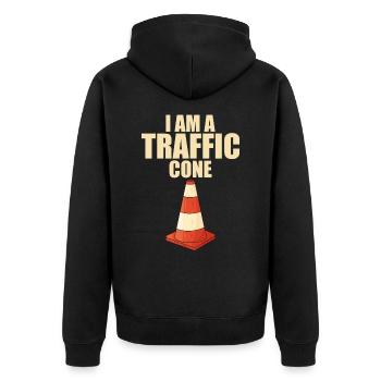 I Am A Traffic Cone Lustiges Halloween Kostüm - Unisex Premium Bio Zip Hoodie - Schwarz - Hinten - Nico (187cm)