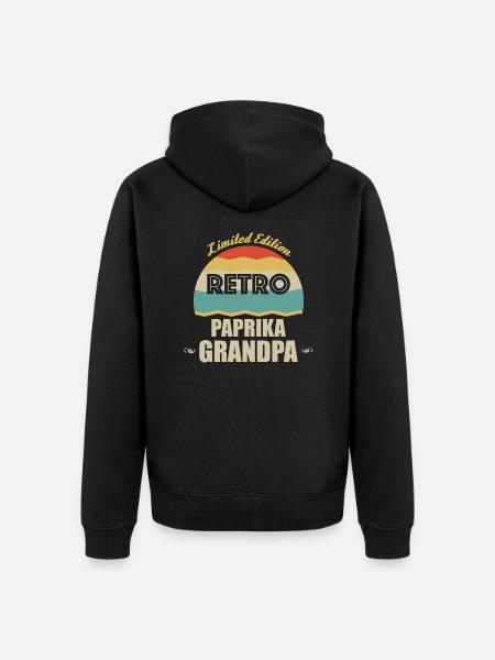 Retro Paprika Opa - Unisex Premium Bio Zip Hoodie - Schwarz