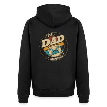 Dad Level Unlocked Zocker Ich werde Papa Gamer - Unisex Premium Bio Zip Hoodie - Schwarz - Hinten - Nico (187cm)