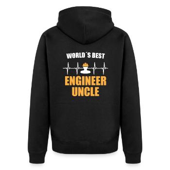 Engineer Uncle Heartbeat - Unisex Premium Organic Zip Hoodie - black - Back - Nico (187cm)