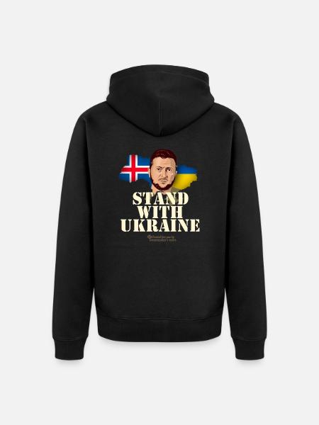Iceland Stand with Ukraine - Unisex Premium Organic Zip Hoodie - black