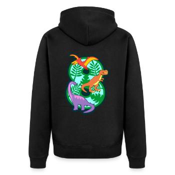 Dinosaurier 8. Geburtstagsparty Nummer 8 - 8 Jahre - Unisex Premium Bio Zip Hoodie - Schwarz - Hinten - Nico (187cm)
