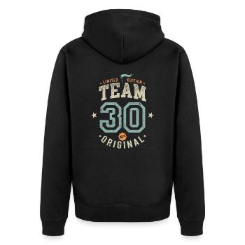 Team 25 - 100% Original / Limited Edition - Unisex Premium Bio Zip Hoodie - Schwarz - Hinten - Nico (187cm)