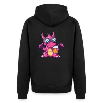Drache Apres Ski Bier Comic - Unisex Premium Bio Zip Hoodie - Schwarz - Hinten - Nico (187cm)