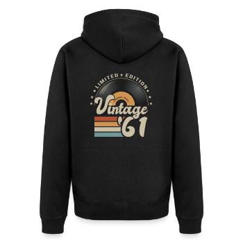 61 Years Vintage 1961 Birthday Gift 61 Years - Unisex Premium Organic Zip Hoodie - black - Back - Nico (187cm)