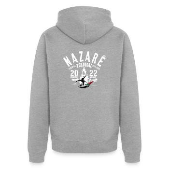 Nazaré Portugal champion league wave rider coul - Unisex Premium Organic Zip Hoodie - heather grey - Back - Nico (187cm)