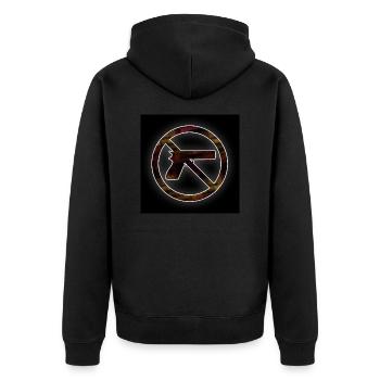 Schießverbot - Unisex Premium Bio Zip Hoodie - Schwarz - Hinten - Nico (187cm)