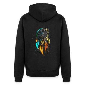 Traumfänger Free Spirit Boho Freizeit Design - Unisex Premium Bio Zip Hoodie - Schwarz - Hinten - Nico (187cm)