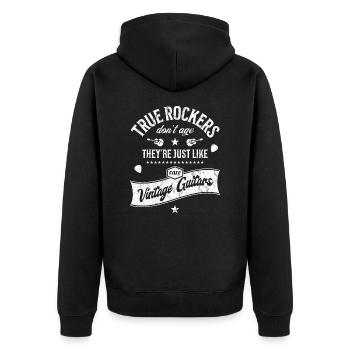 Rockabilly - True Rockers Vintage Guitars - Musik - Unisex Premium Bio Zip Hoodie - Schwarz - Hinten - Nico (187cm)