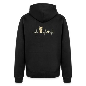 Heartbeat Alpaca Heartbeat Coffee Alpaca Gift - Unisex Premium Organic Zip Hoodie - black - Back - Nico (187cm)