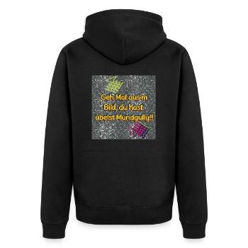 Mundgully - Shop WoW - 2023 - Unisex Premium Organic Zip Hoodie - black - Back - Nico (187cm)
