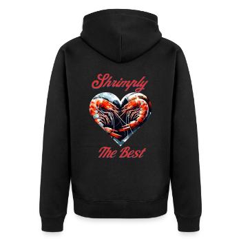 Crevettes, le meilleur jeu de mots - Veste à capuche bio Premium Unisexe - noir - Dos - Nico (187cm)