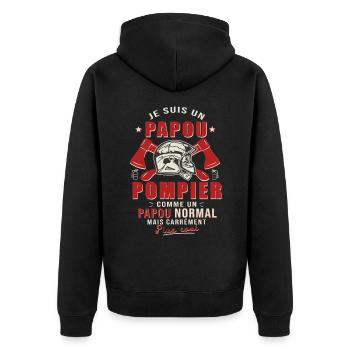 papou pompier cadeau humour sapeurs pompiers - Veste à capuche bio Premium Unisexe - noir - Dos - Nico (187cm)