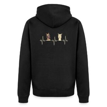 Alpaca Heartbeat Horse Alpaca Gift - Unisex Premium Organic Zip Hoodie - black - Back - Nico (187cm)