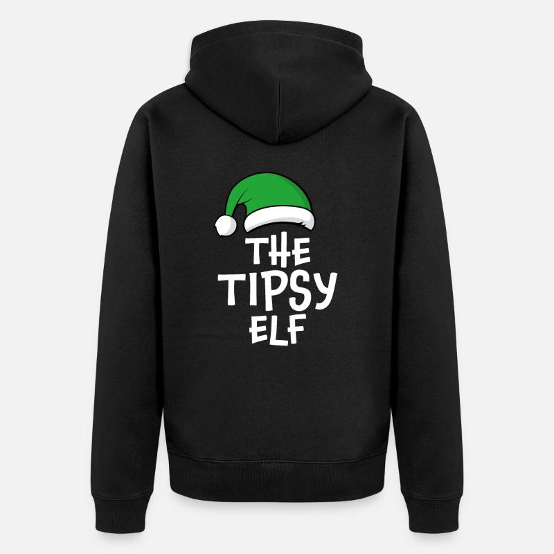 Der beschwipste Elf - Unisex Premium Bio Zip Hoodie - Schwarz