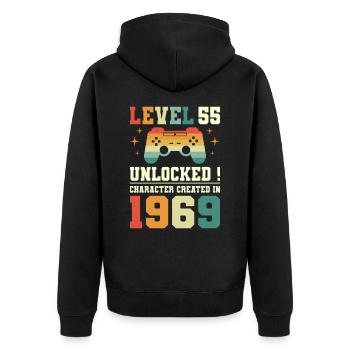 Niveau 55 Anniversaire Gamer 55 Ans - Veste à capuche bio Premium Unisexe - noir - Dos - Nico (187cm)