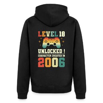 Level 18 Birthday Gamer 18 years old - Unisex Premium Organic Zip Hoodie - black - Back - Nico (187cm)