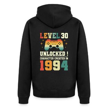 Level 30 Geburtstag Gamer 30 Jahre - Unisex Premium Bio Zip Hoodie - Schwarz - Hinten - Nico (187cm)