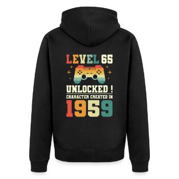 Level 65 Birthday Gamer 65 Years - Unisex Premium Organic Zip Hoodie - black - Back - Nico (187cm)