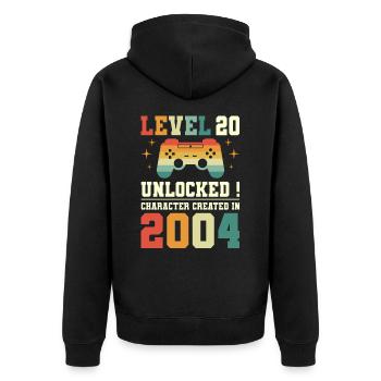 Level 20 Birthday Gamer 20 Years - Unisex Premium Organic Zip Hoodie - black - Back - Nico (187cm)