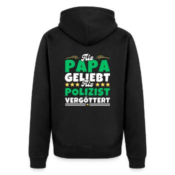 Als Papa geliebt, als Polizist vergöttert - Unisex Premium Bio Zip Hoodie - Schwarz - Hinten - Nico (187cm)