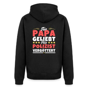 Als Papa geliebt, als Polizist vergöttert - Unisex Premium Bio Zip Hoodie - Schwarz - Hinten - Nico (187cm)