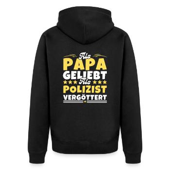 Als Papa geliebt, als Polizist vergöttert - Unisex Premium Bio Zip Hoodie - Schwarz - Hinten - Nico (187cm)