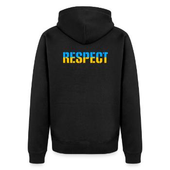 Respect Ukraine Respect Drapeau Couleurs du drapeau - Veste à capuche bio Premium Unisexe - noir - Dos - Nico (187cm)