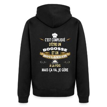 Boulanger et Bogosse Cadeau Homme Beau Gosse - Veste à capuche bio Premium Unisexe - noir - Dos - Nico (187cm)