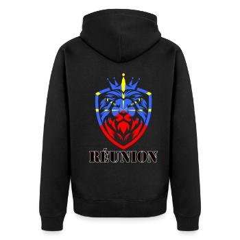 La Réunion Lion Drapeau Réunionnais King Lion - Veste à capuche bio Premium Unisexe - noir - Dos - Nico (187cm)
