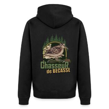 Bécasse Et Chasseur Humour Homme Chasseur Gibier - Veste à capuche bio Premium Unisexe - noir - Dos - Nico (187cm)