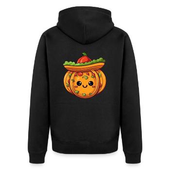 La citrouille Kawaii rencontre le tacos et la tomate - Veste à capuche bio Premium Unisexe - noir - Dos - Nico (187cm)