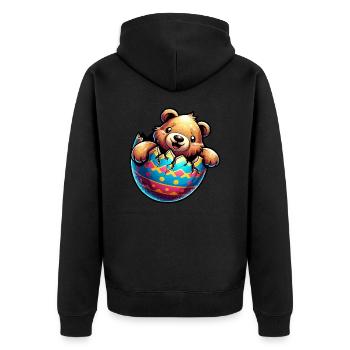 Easter Bear Hatches from Easter Egg: Sweets - Unisex Premium Organic Zip Hoodie - black - Back - Nico (187cm)