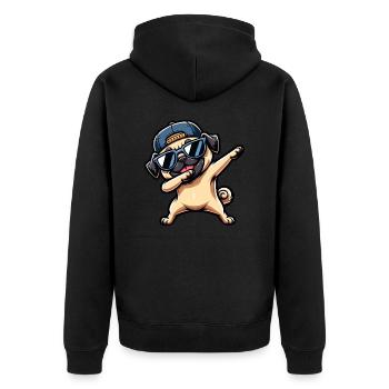 Cool Pug Dab Pose Funny - Unisex Premium Organic Zip Hoodie - black - Back - Nico (187cm)