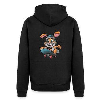 Mignon Lapin Skateboard Skateboarder Drôle - Veste à capuche bio Premium Unisexe - noir - Dos - Nico (187cm)