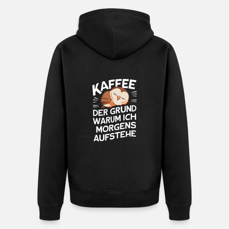 Nachteule Eule Eulen Vogel - Unisex Premium Bio Zip Hoodie - Schwarz