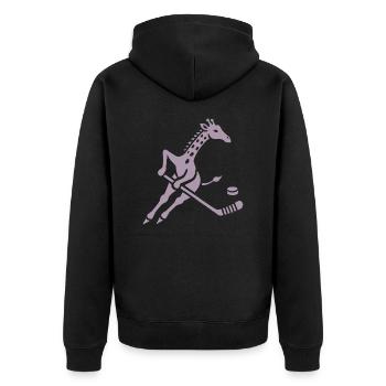 Giraffe Eishockeyspieler Silhouette Minimalistisch - Unisex Premium Bio Zip Hoodie - Schwarz - Hinten - Nico (187cm)