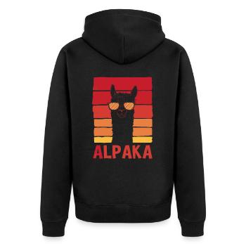 Alpaca llama alpacas animal - Unisex Premium Organic Zip Hoodie - black - Back - Nico (187cm)