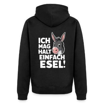 Esel Eselchen Maultier Muli - Unisex Premium Bio Zip Hoodie - Schwarz - Hinten - Nico (187cm)