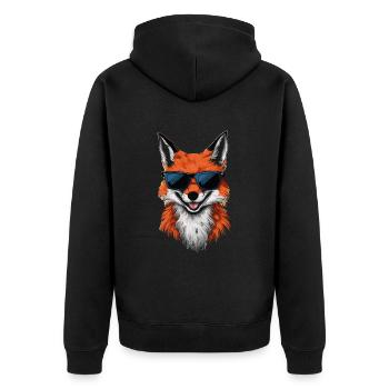 Fuchs Füchse Tier - Unisex Premium Bio Zip Hoodie - Schwarz - Hinten - Nico (187cm)