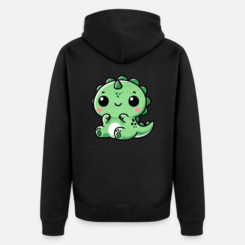 Mignon Dino T-Rex Chibi - Veste à capuche bio Premium Unisexe - noir
