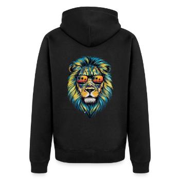 Lion Lion Animal Africa - Unisex Premium Organic Zip Hoodie - black - Back - Nico (187cm)
